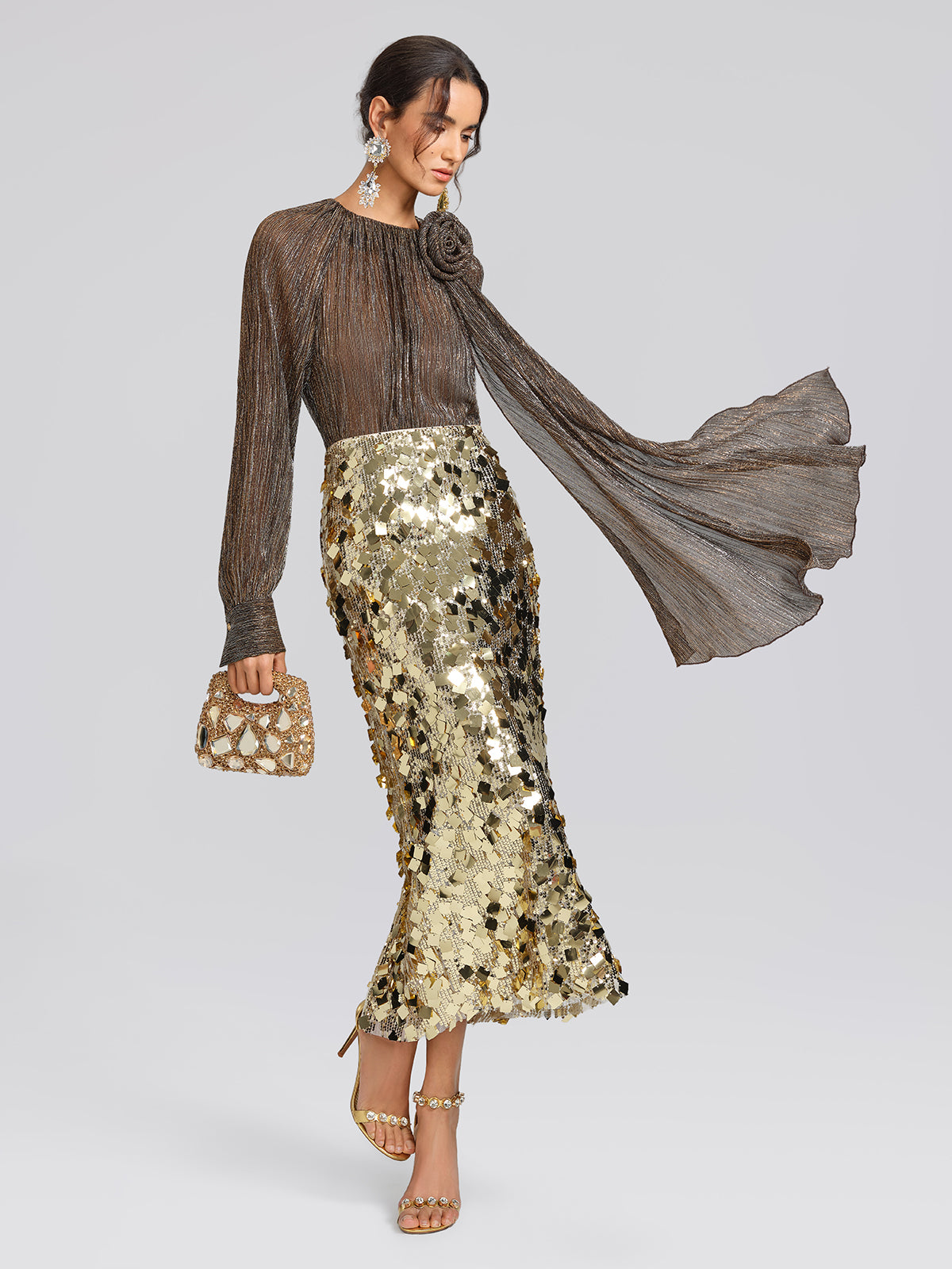 Gold Sequin Rock Skirt