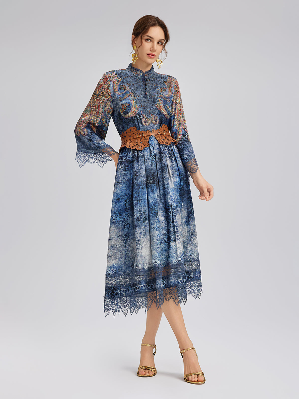 Women's detailed embroidered couture dress