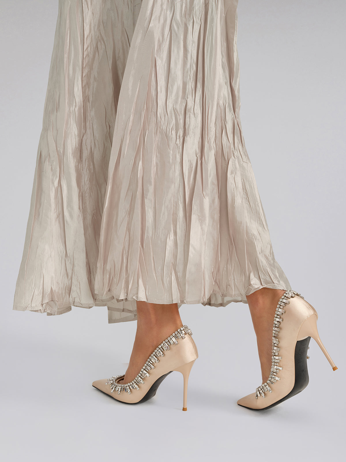 Final Sale | Champagne Pleated Texture Beaded Set