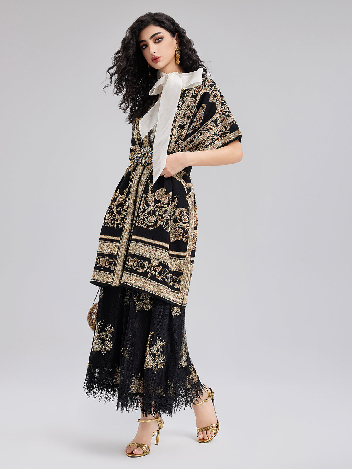 Final Sale | Regal Knit Jacquard Cardigan