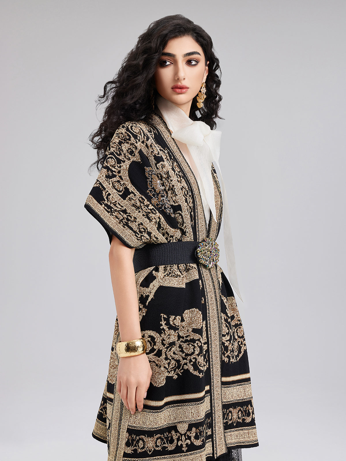 Final Sale | Regal Knit Jacquard Cardigan