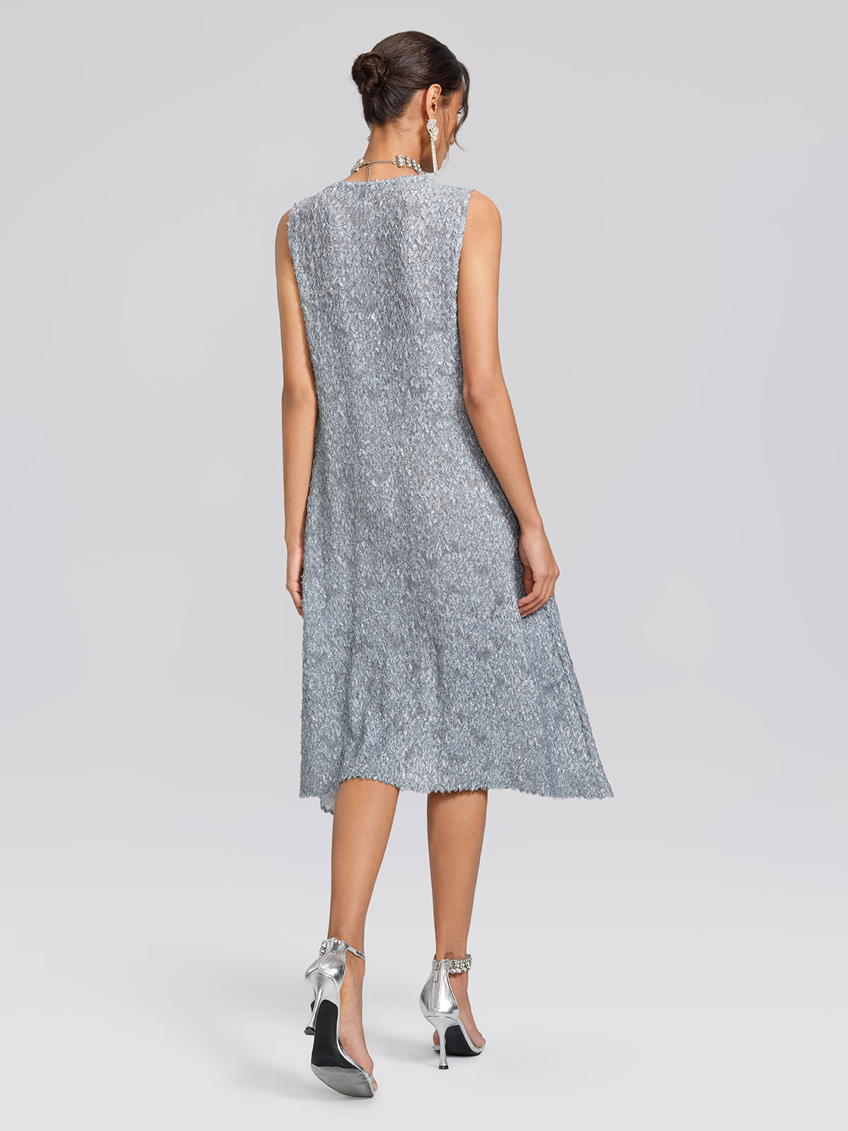 Textured Pleated Lapel Blazer Dress Set