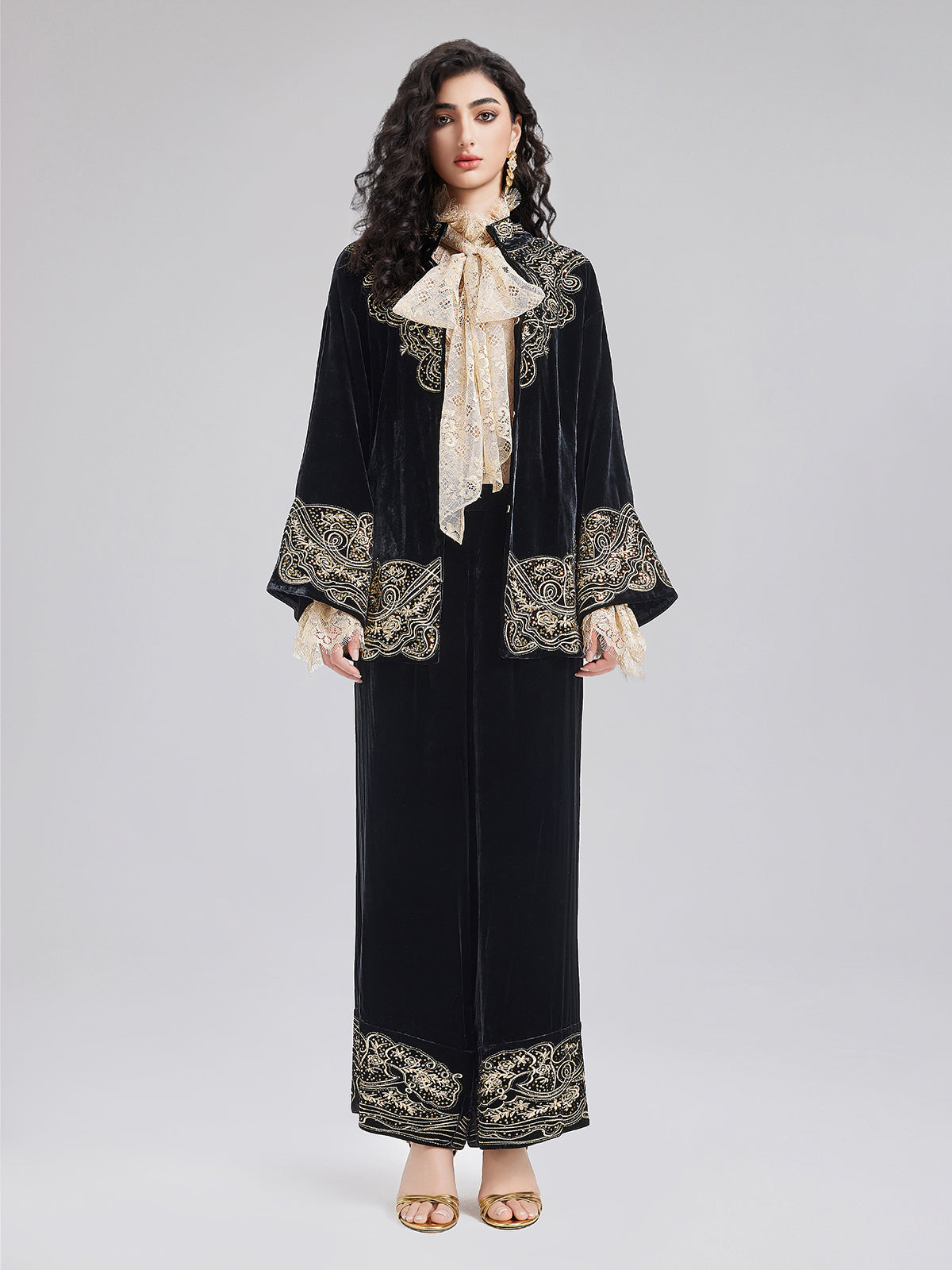 Final Sale | Luxe Velvet Embroidered Set (Belt Not Included)