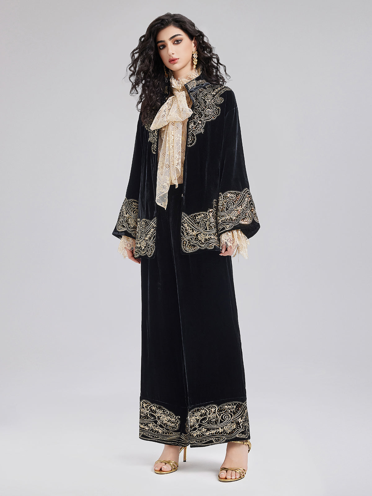 Final Sale | Luxe Velvet Embroidered Set (Belt Not Included)