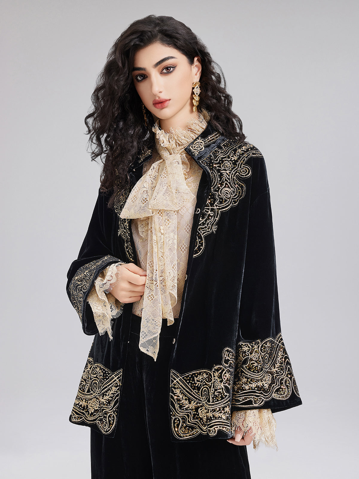 Final Sale | Luxe Velvet Embroidered Set (Belt Not Included)