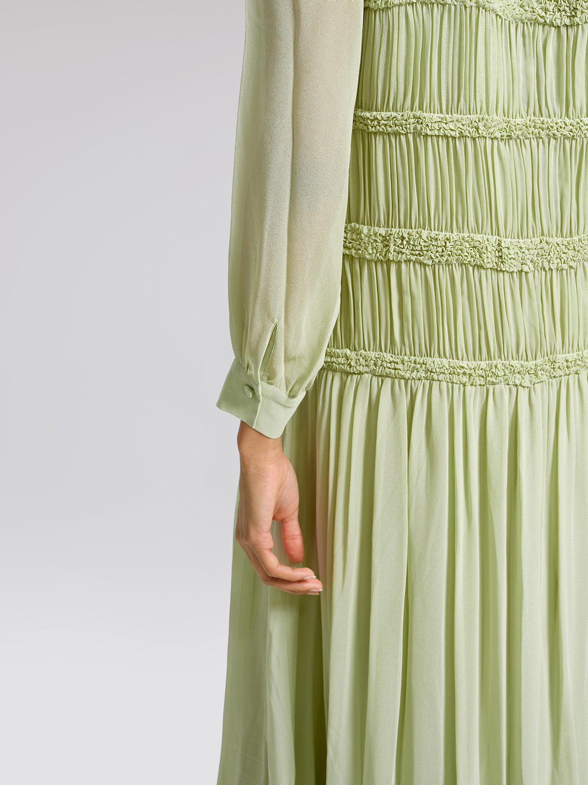 Smocked Pleated Dress (Belt Included)