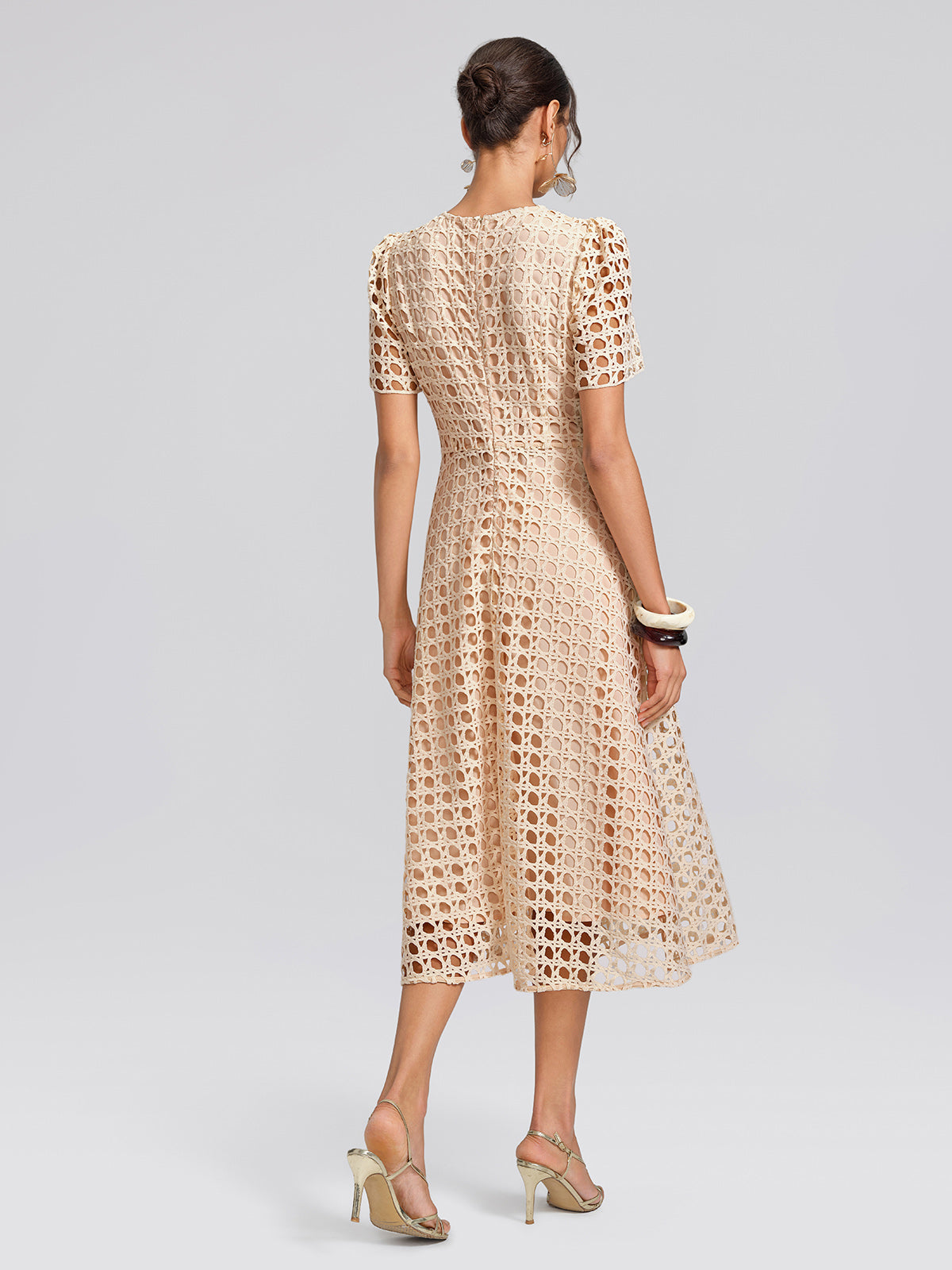 Embroidered Cutout A Line Dress