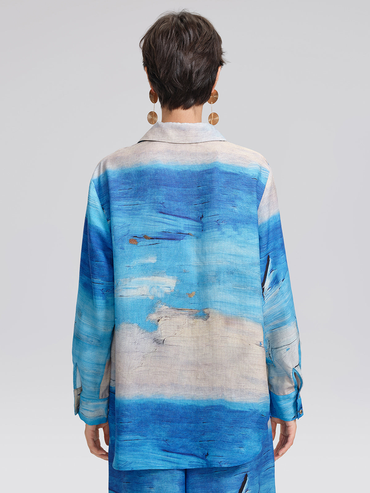 Blue Oil Painting Print Shirt
