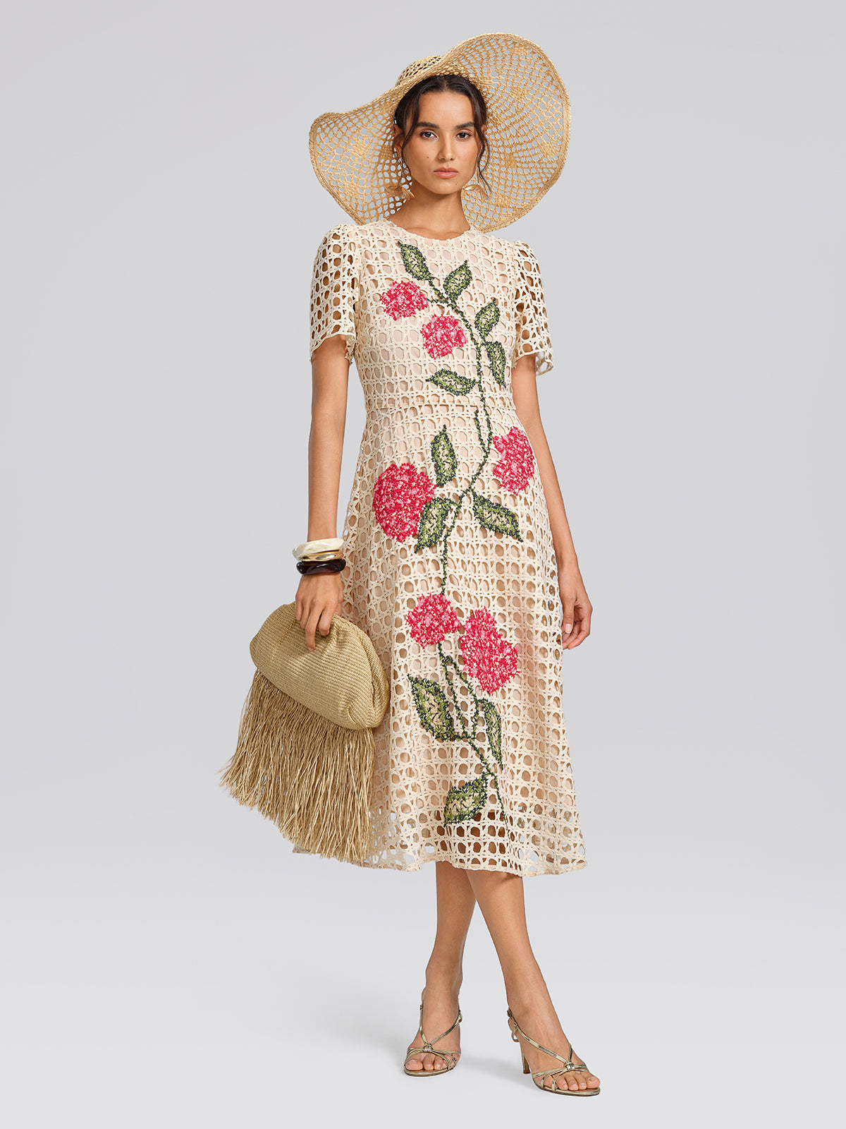 Embroidered Cutout A Line Dress RICHRADIQS Embroidered Cutout A Line Dress RICHRADIQS