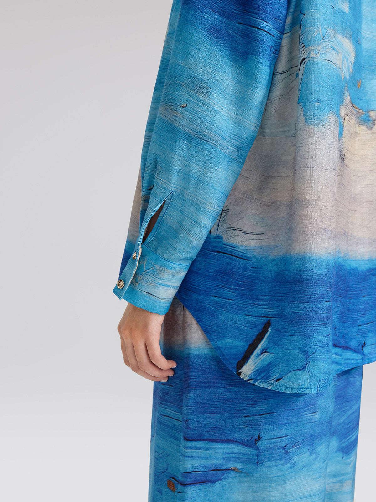 Blue Oil Painting Print Shirt
