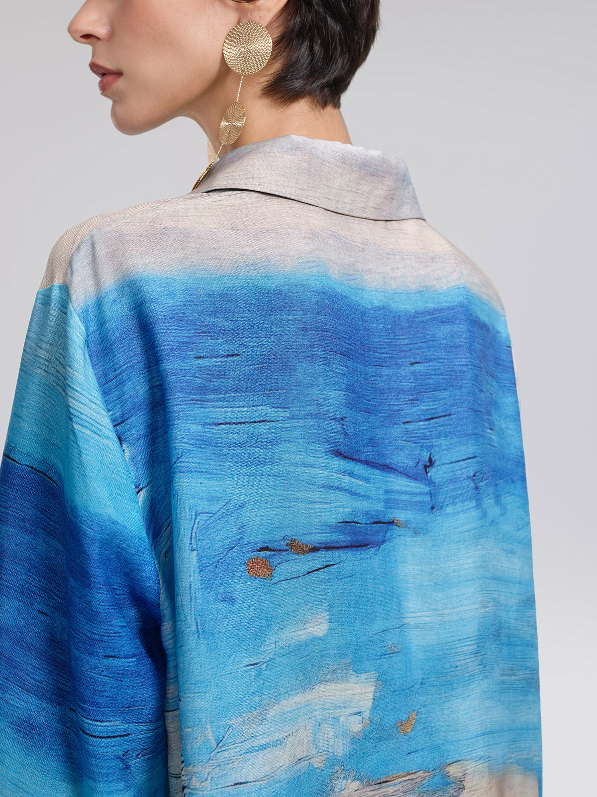 Blue Oil Painting Print Shirt
