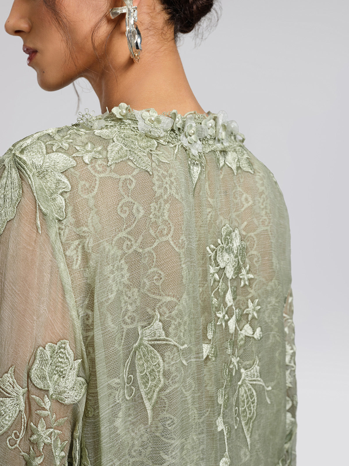 Hand-Dyed Silk Embroidered Floral Top