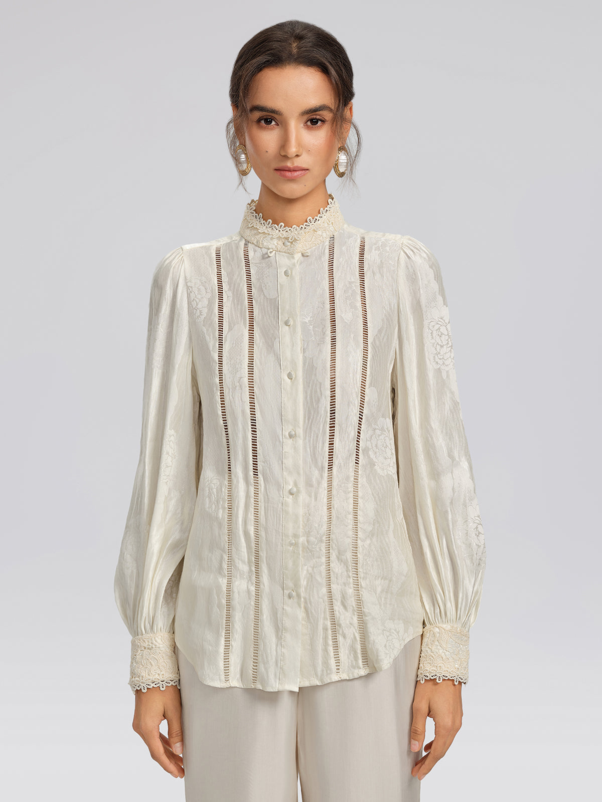 Silk-Linen Jacquard Multi-Wear Blouse