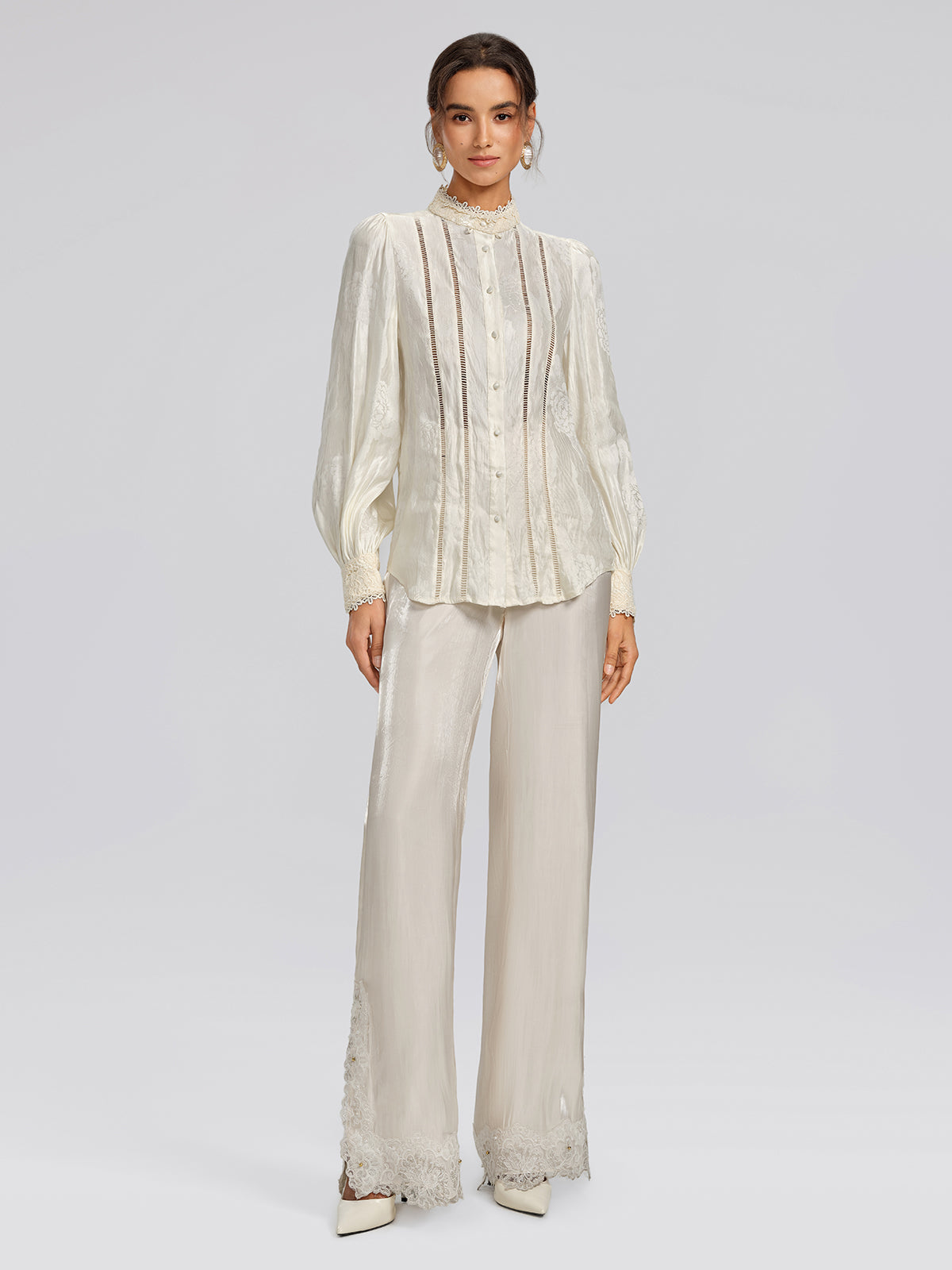 Silk-Linen Jacquard Multi-Wear Blouse