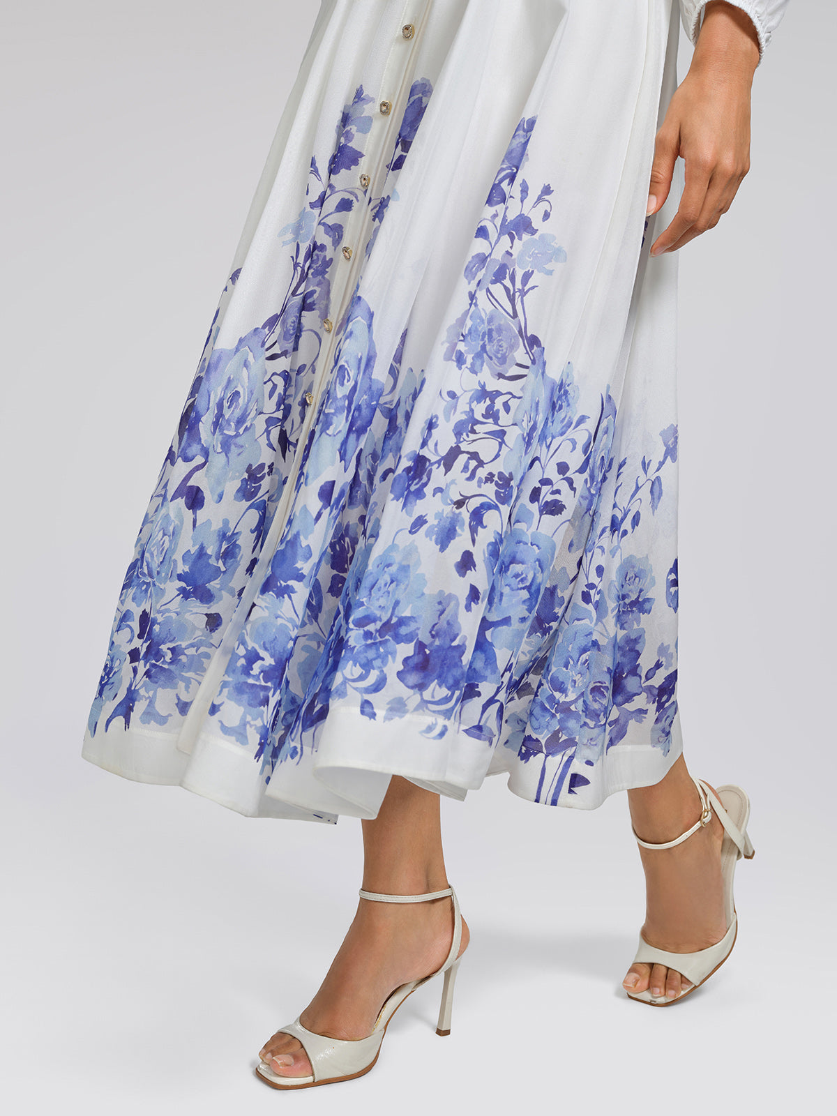 V-Neck Lantern-Sleeve Maxi Dress (Waist Tie & Slip Dress Included)
