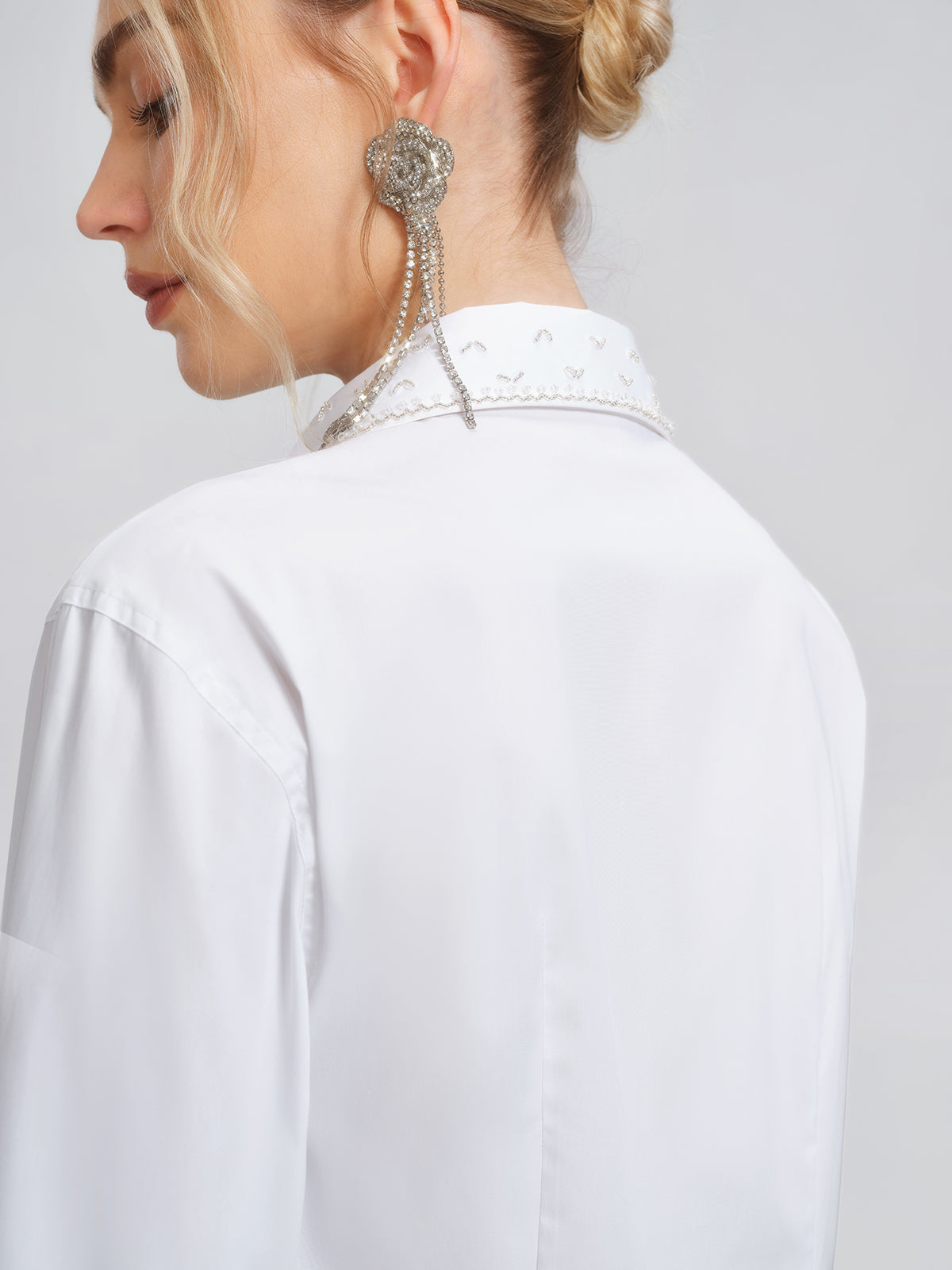 Hand Beaded Embellished White Shirt