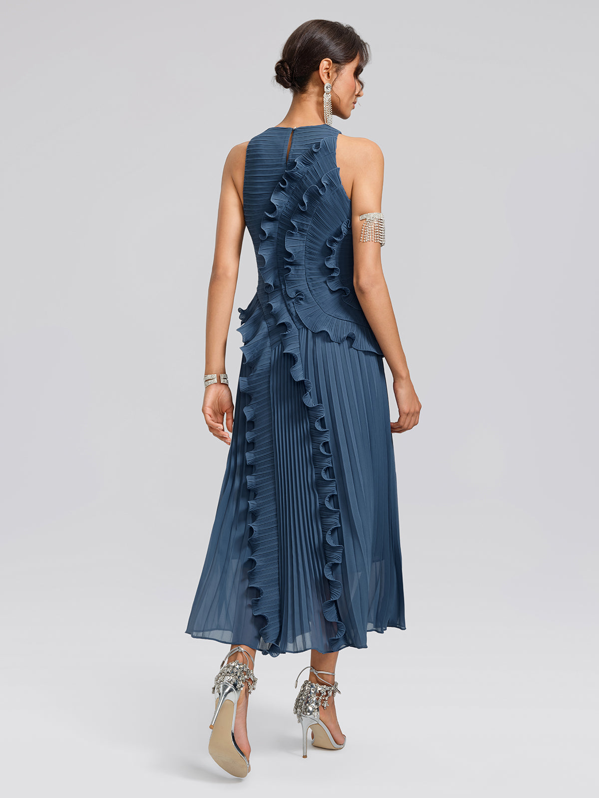 Ruffled Pleated Maxi Dress