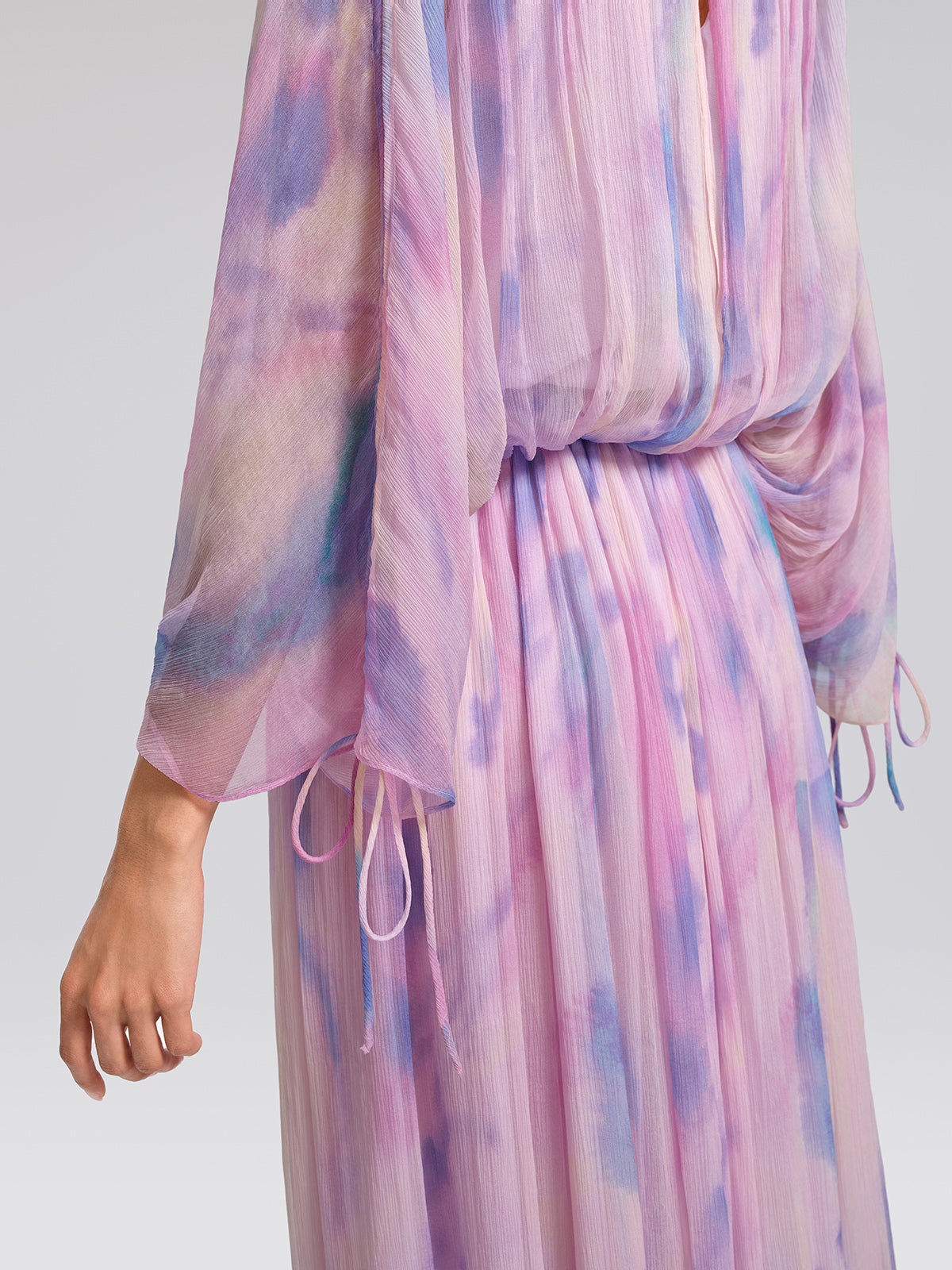 Silk Batwing Sleeve Waist-Defined Top & Skirt Set
