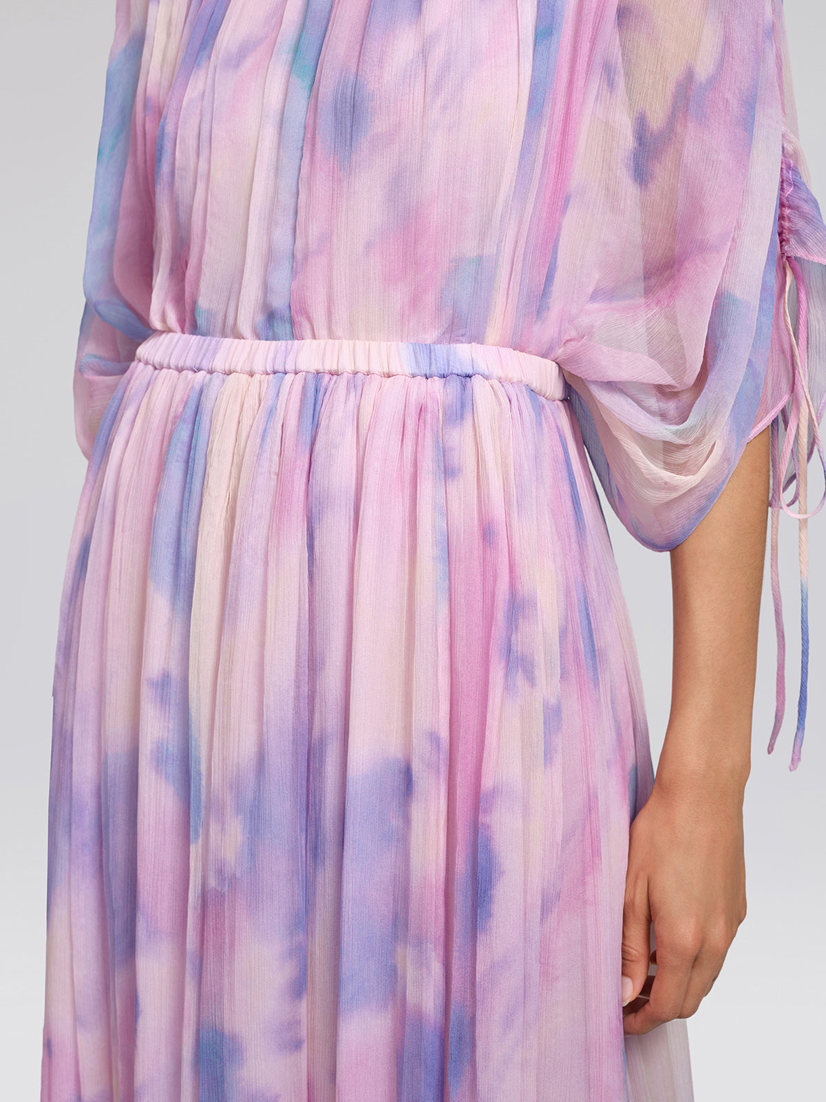 Silk Batwing Sleeve Waist-Defined Top & Skirt Set