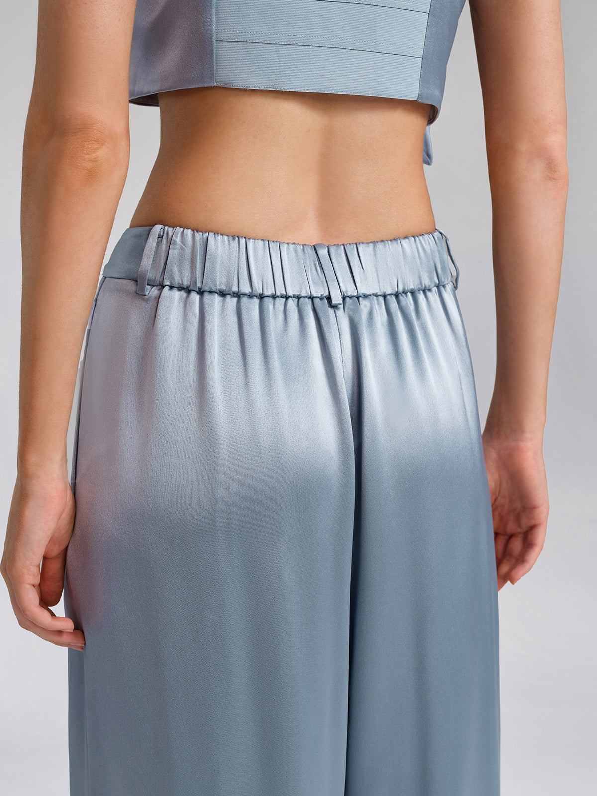 Intricate Acetate Satin Pleated Wide-Leg Pants