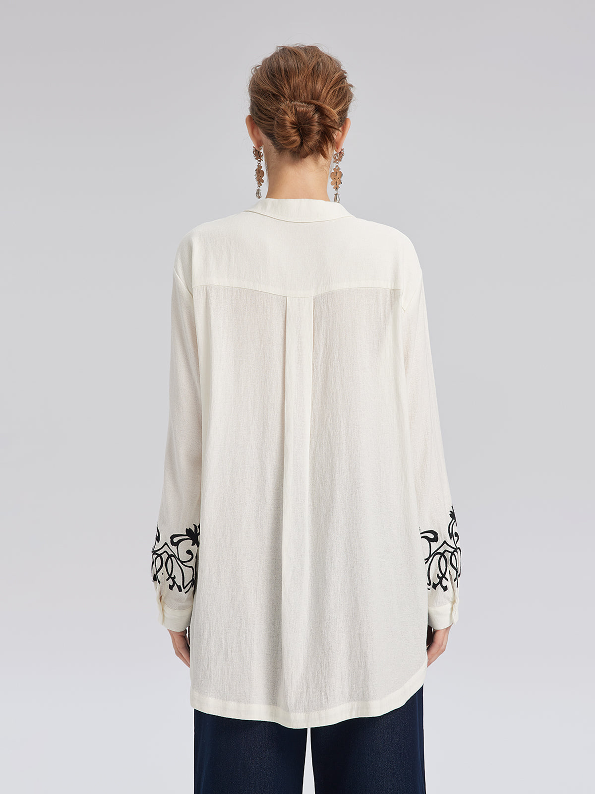 Linen Embroidered Relaxed Shirt