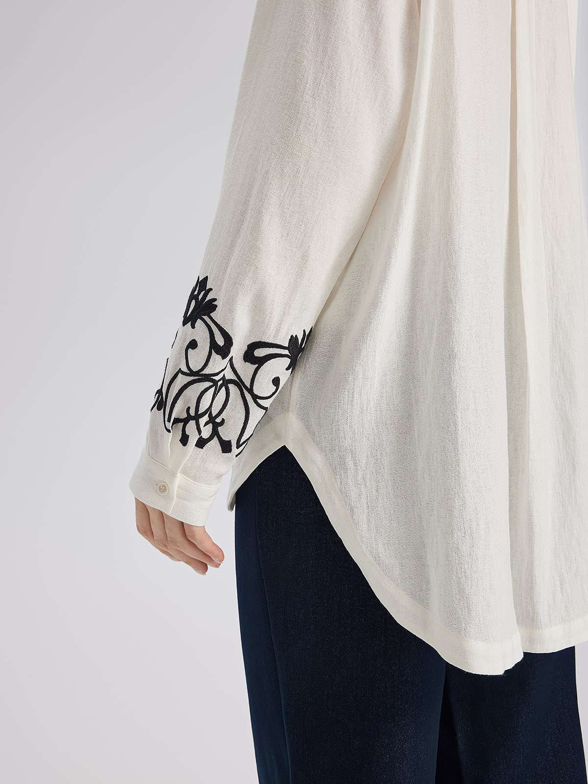 Linen Embroidered Relaxed Shirt