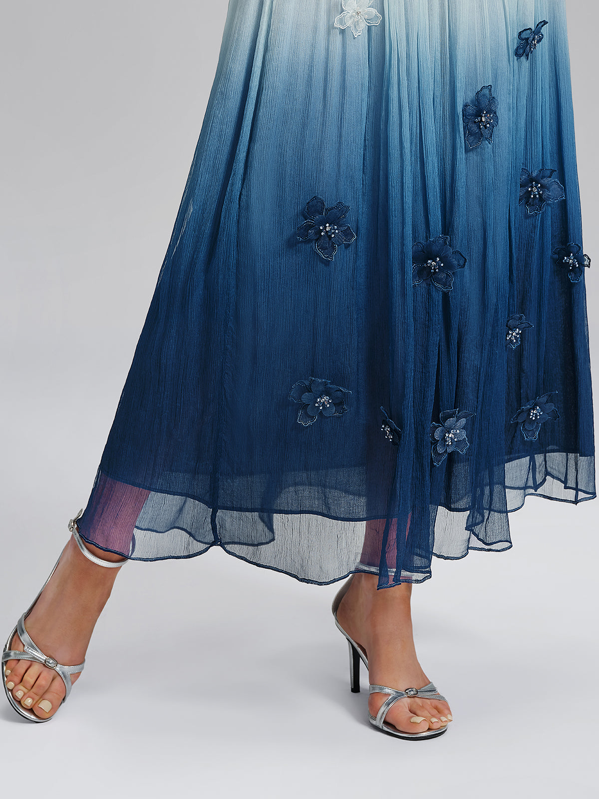 Eco Gradient-Dyed Floral-Embellished Skirt