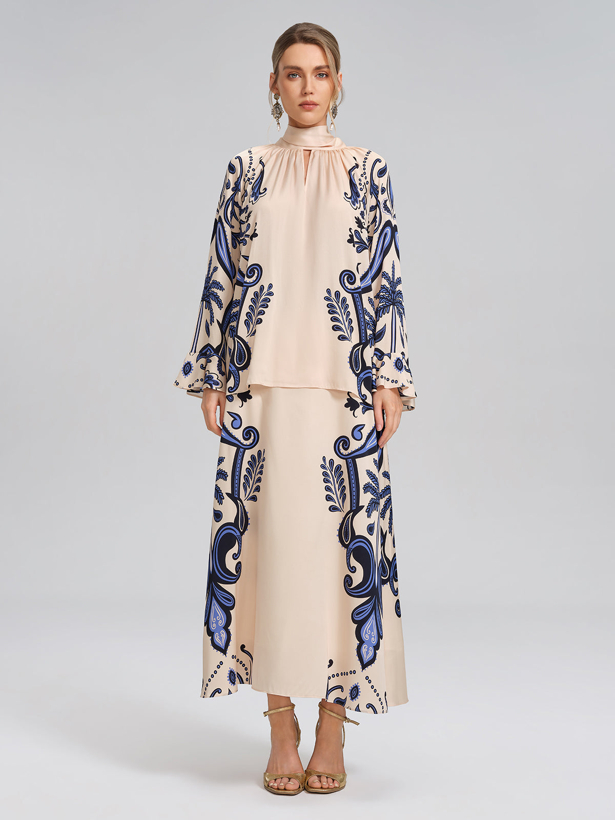 Stretch Silk Printed Substantial Skirt