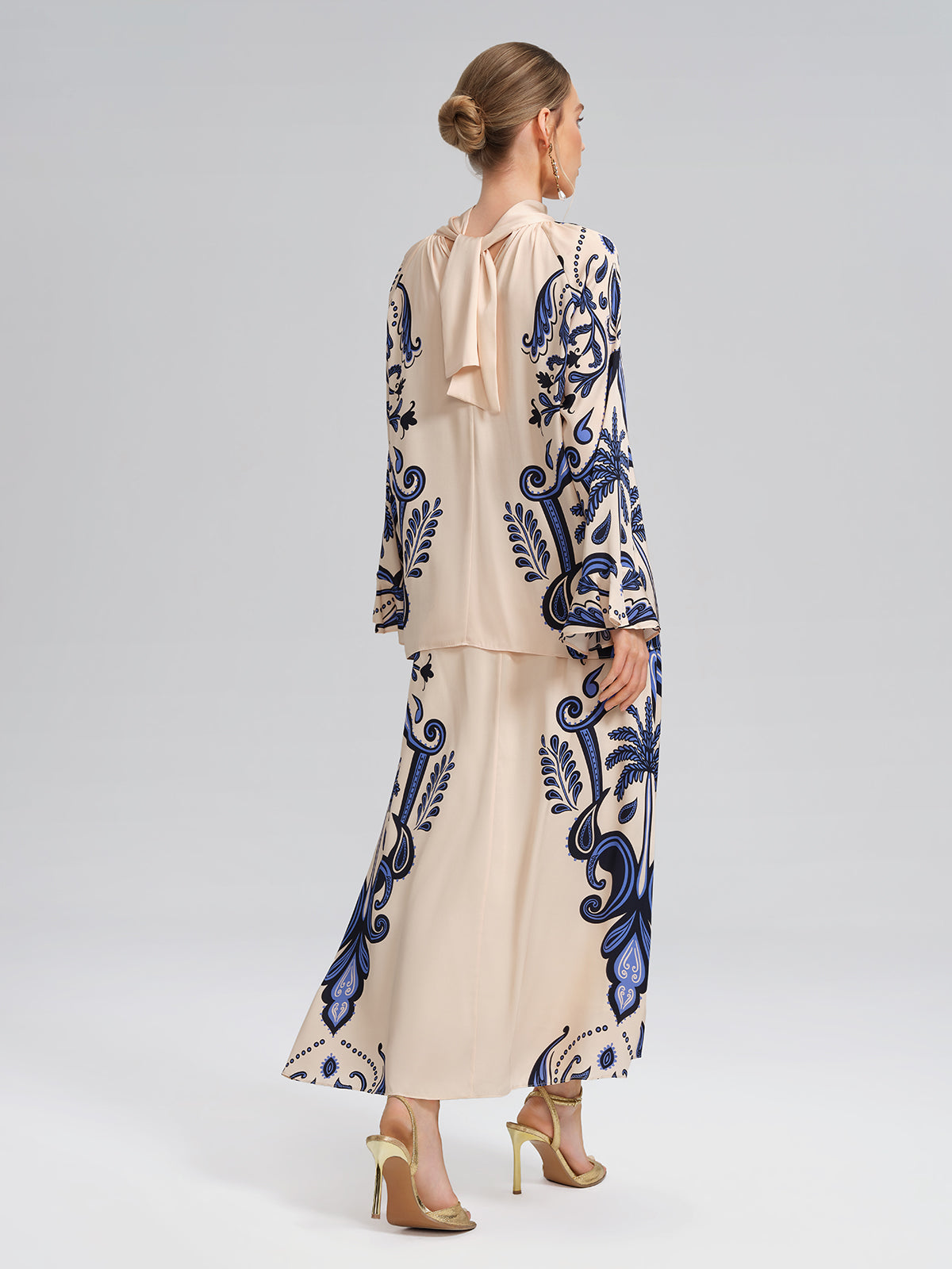 Stretch Silk Printed Substantial Skirt