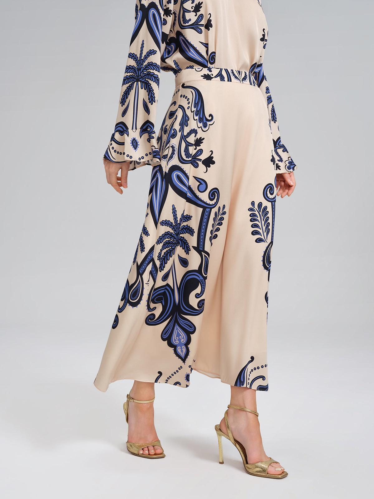 Stretch Silk Printed Substantial Skirt