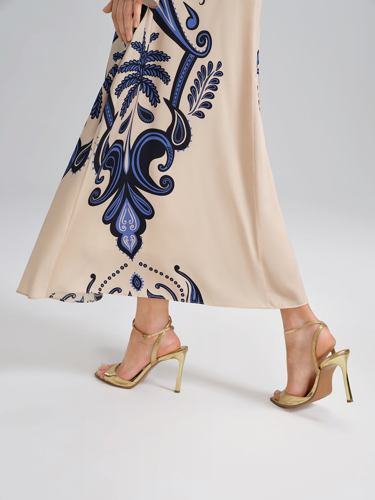 Stretch Silk Printed Substantial Skirt
