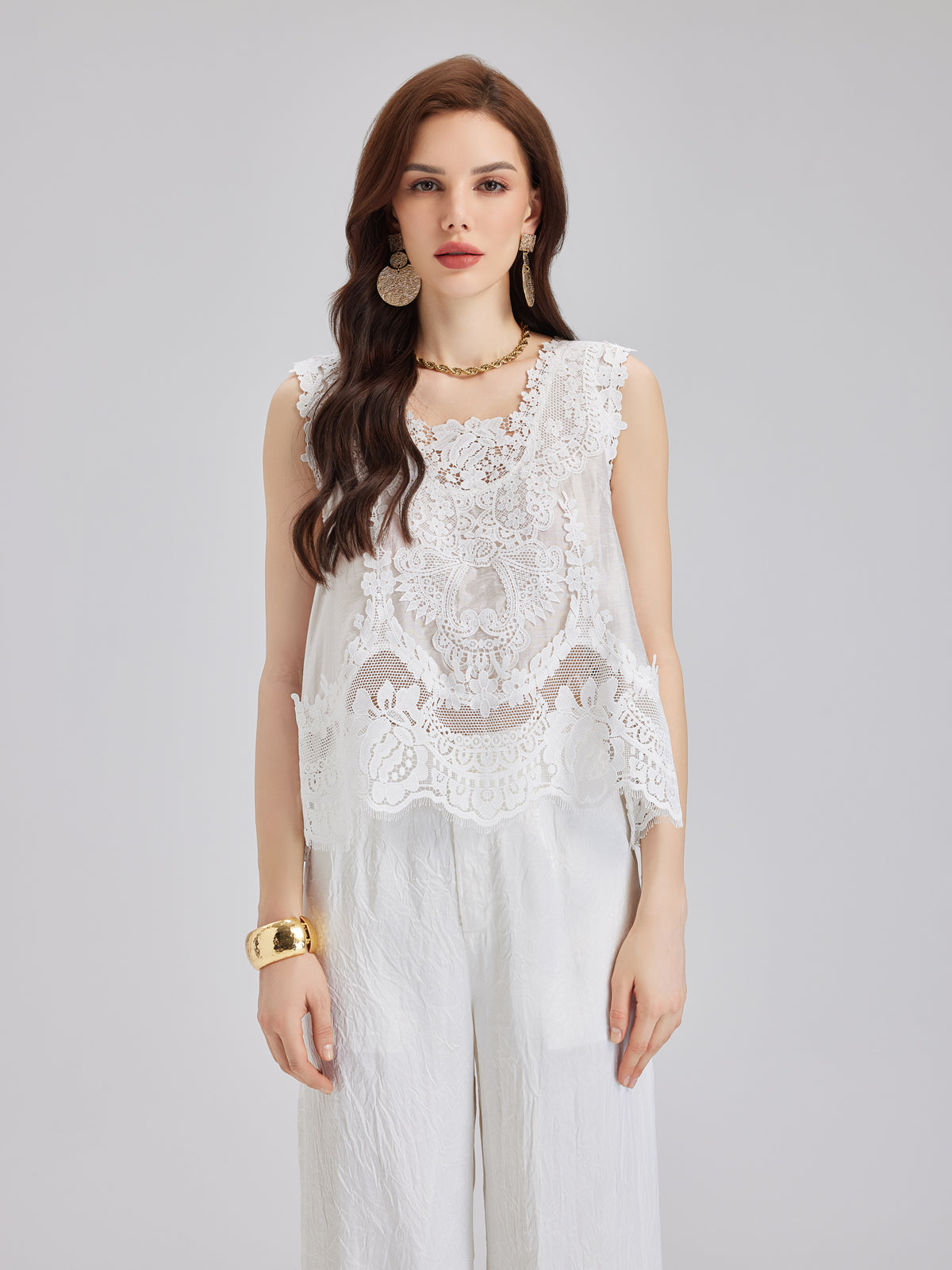Vintage Eelegant Lace Embroidered Vest
