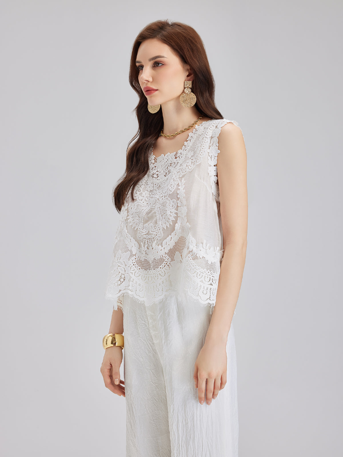 Vintage Eelegant Lace Embroidered Vest