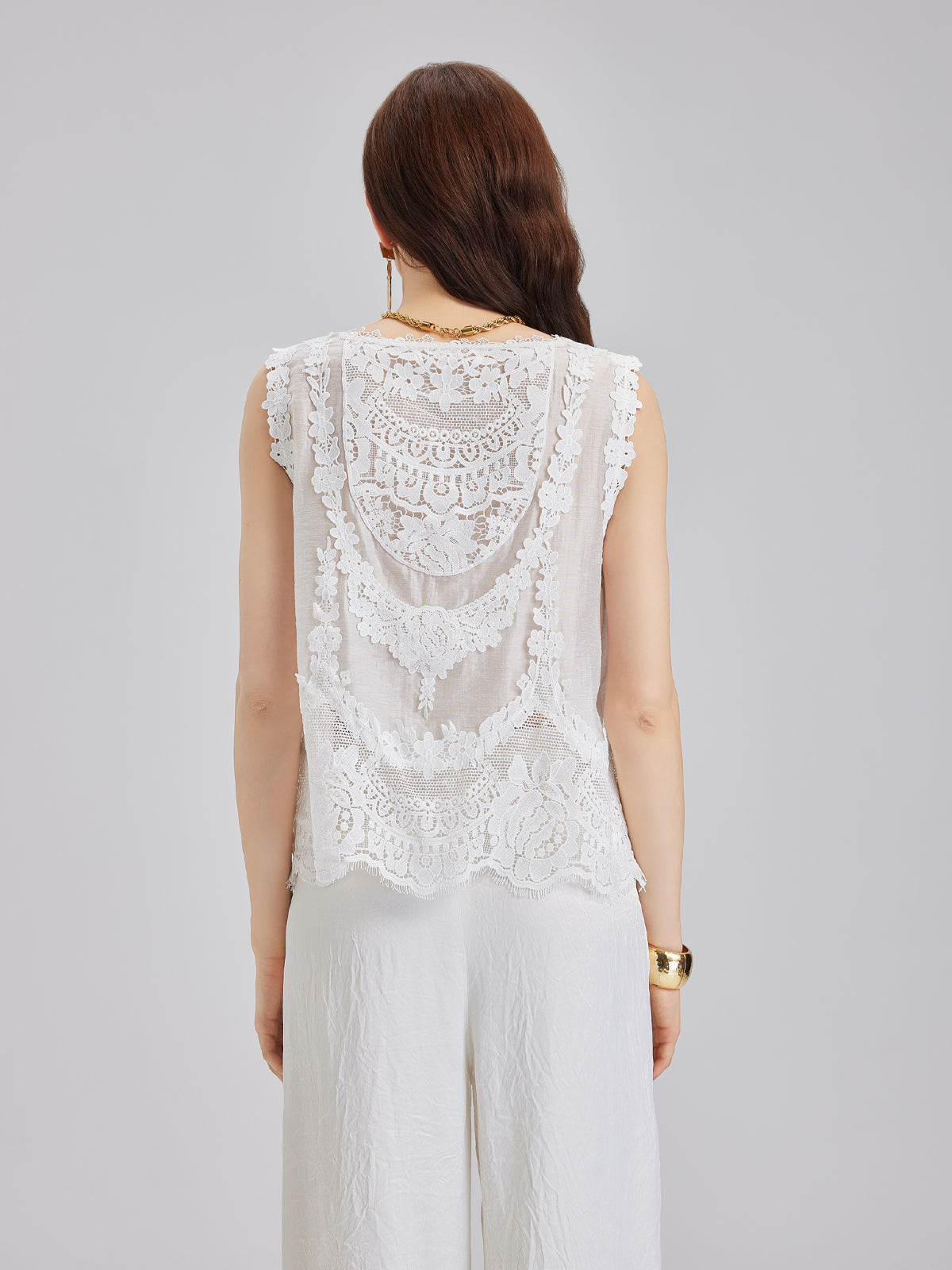 Vintage Eelegant Lace Embroidered Vest