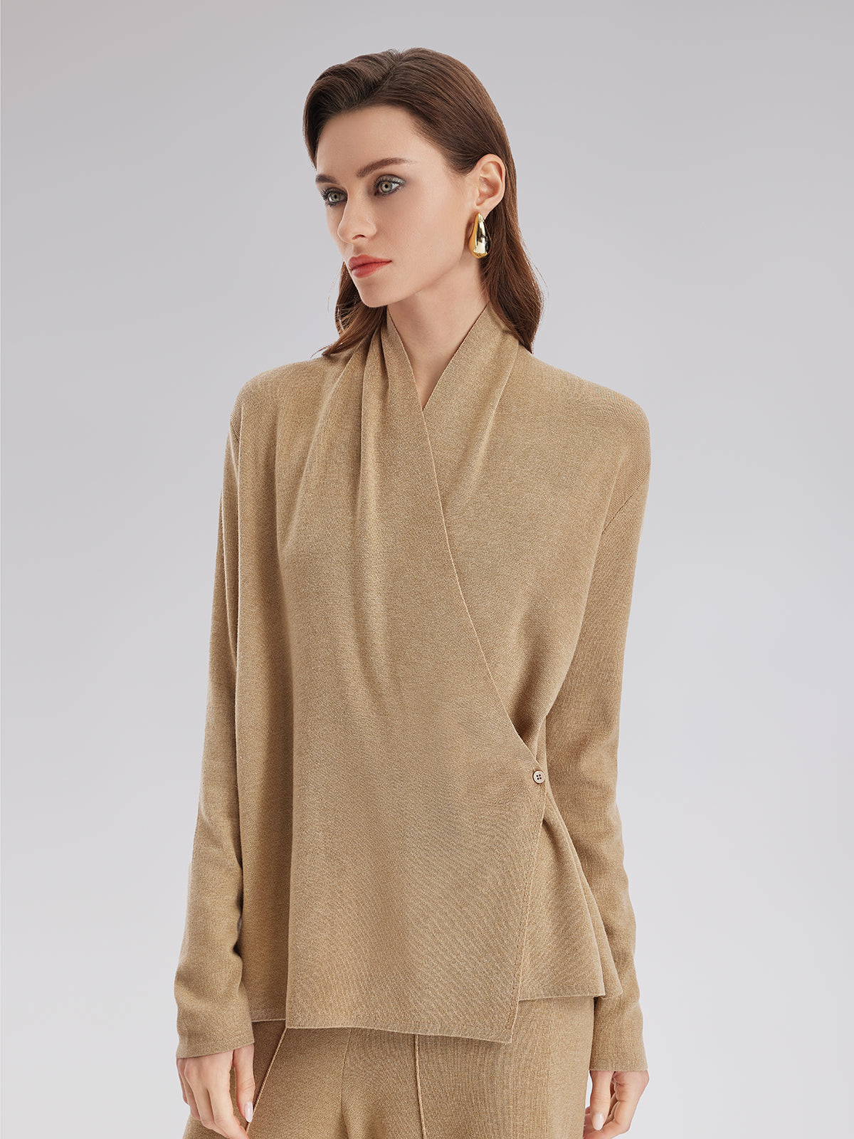 Final Sale | Premium Cashmere Cross-Neck Wrap Top
