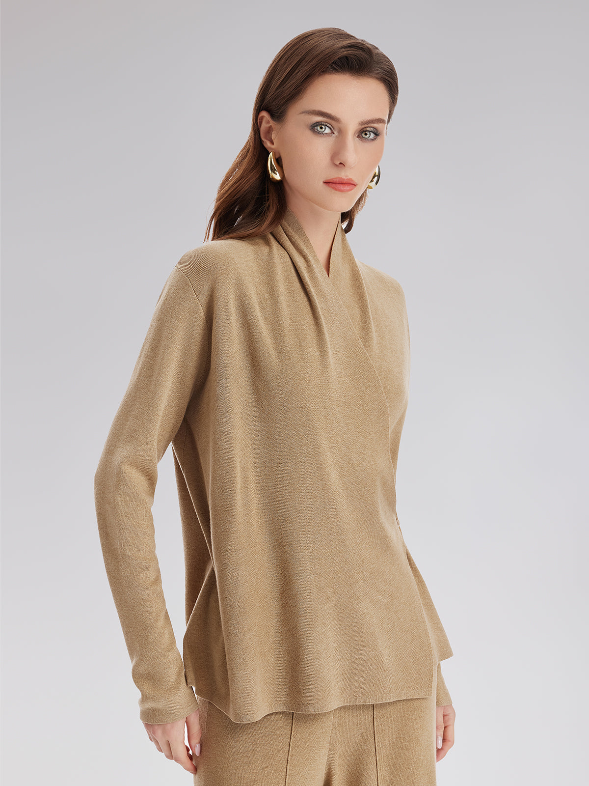 Final Sale | Premium Cashmere Cross-Neck Wrap Top