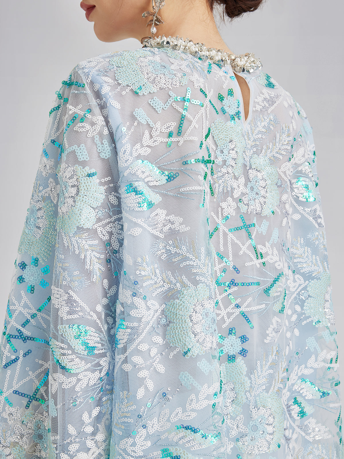 Final Sale | French Custom Embroidery Sequin Cape Top