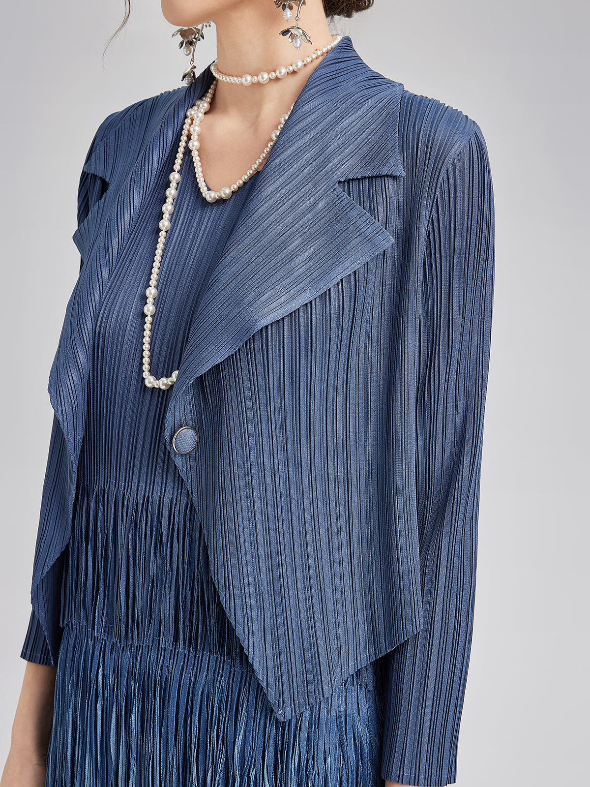 Elegant Pleated Ombre Fringe Dress Set