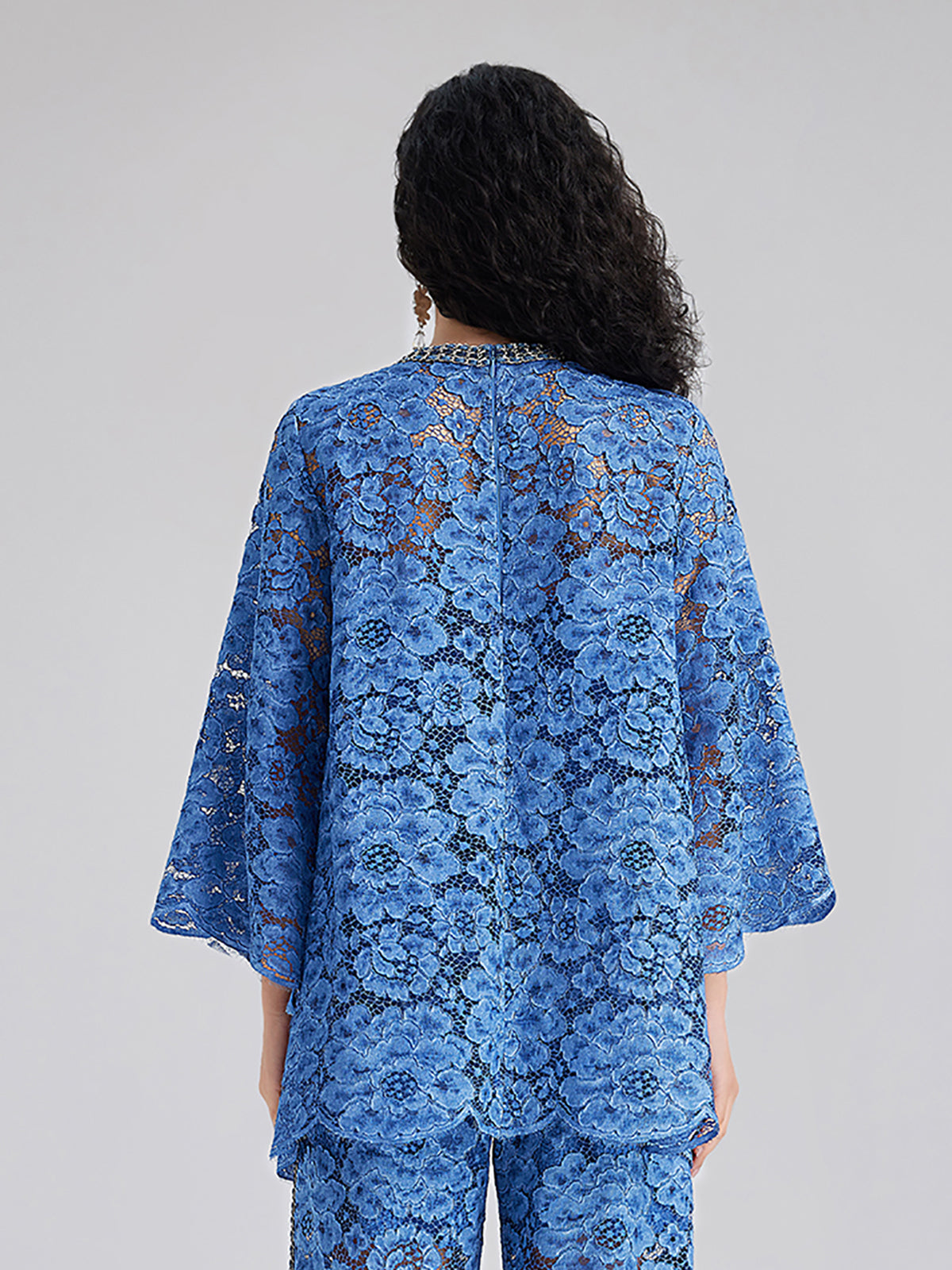 Retro Blue Wash Lace Top