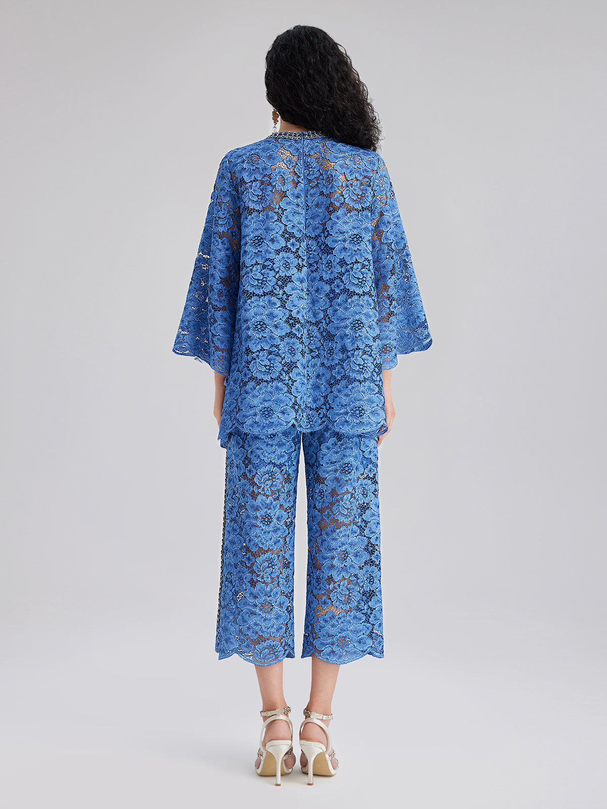 Retro Blue Wash Lace Top