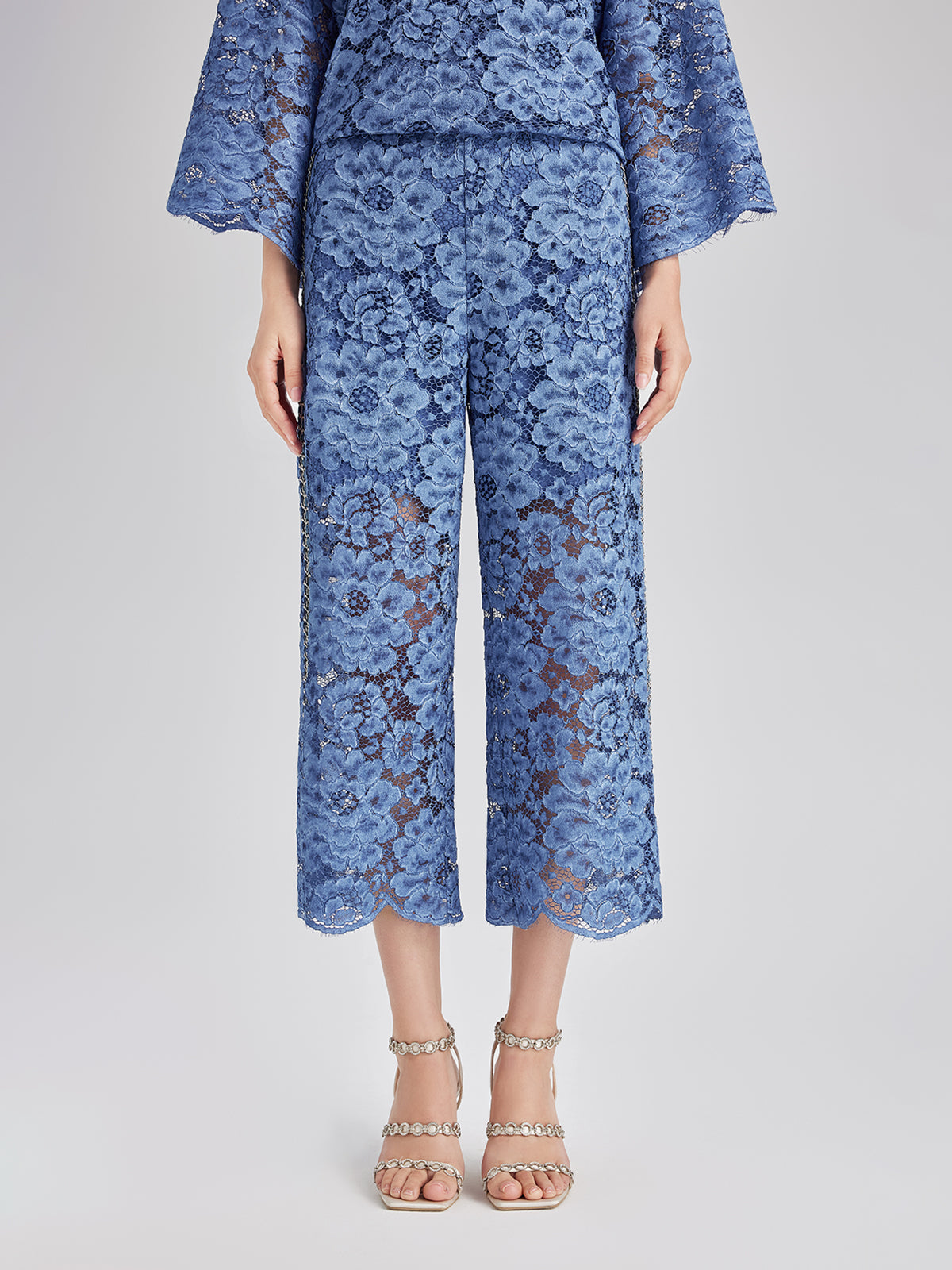 Retro Blue Wash Lace Elastic Pants