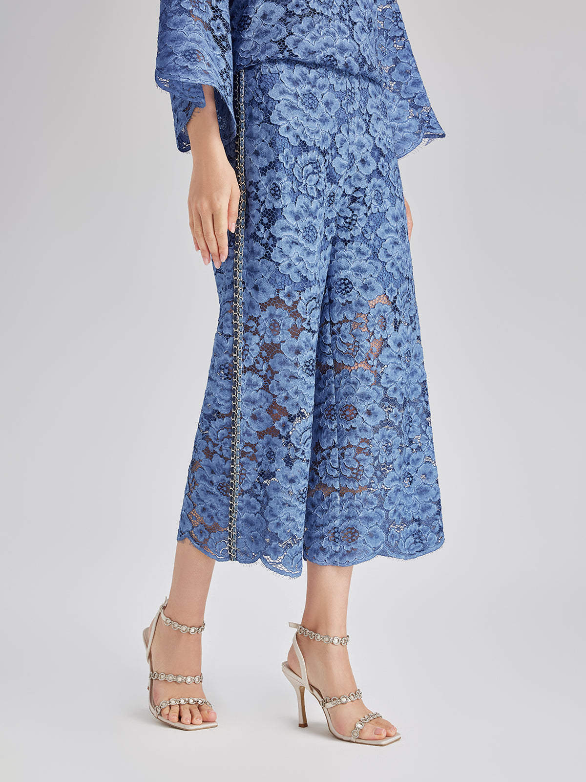 Retro Blue Wash Lace Elastic Pants