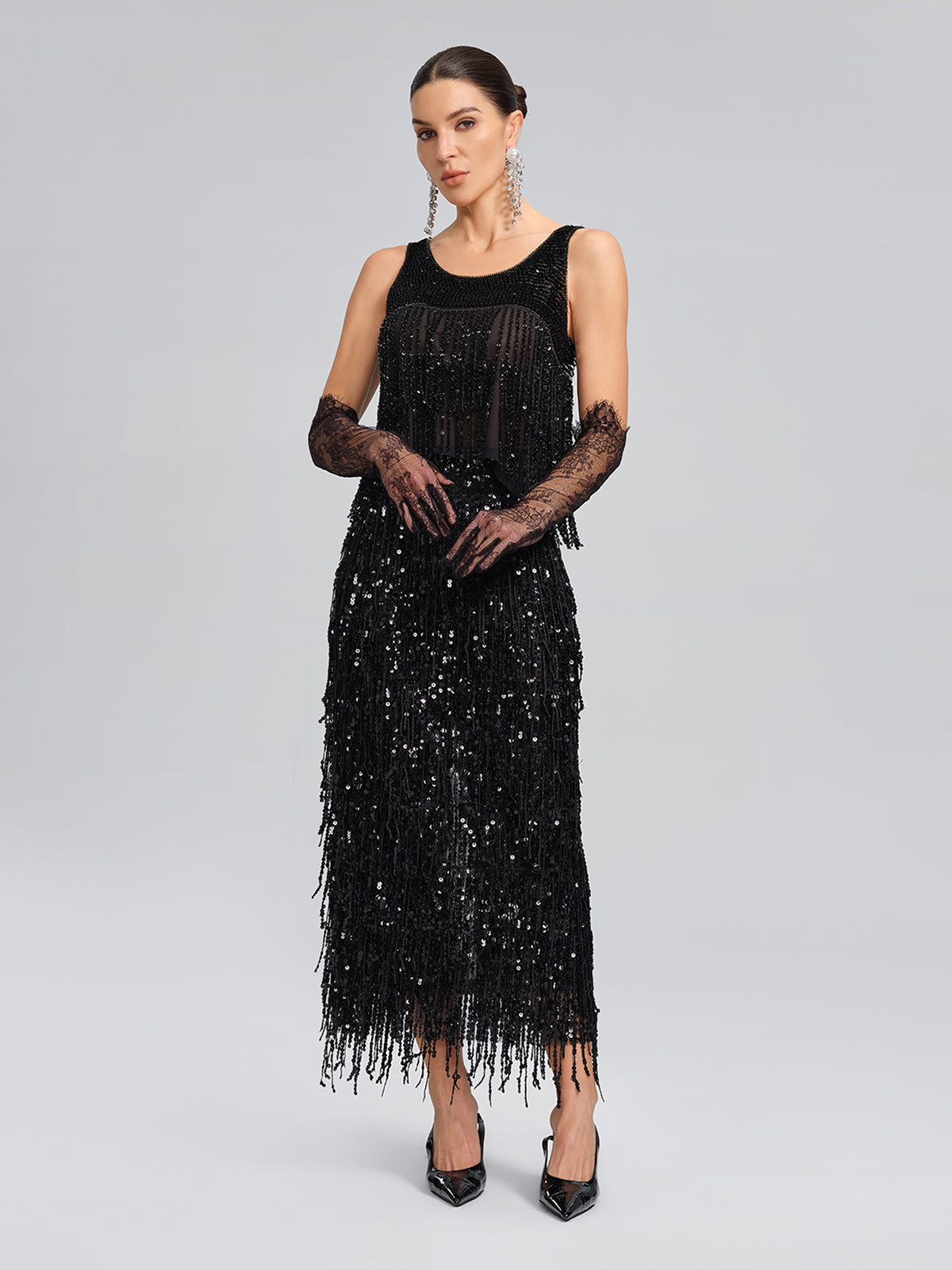 Black Lace Vintage Long Gloves