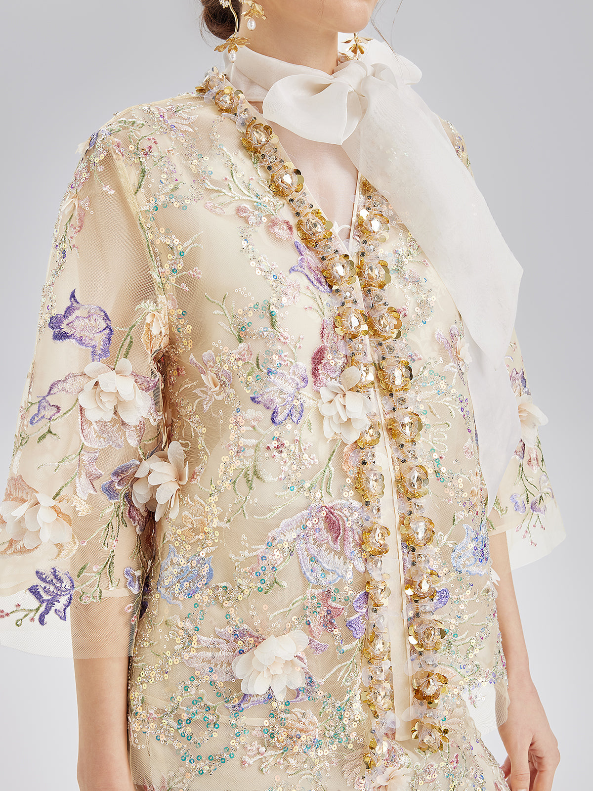 Final Sale | Handcrafted 3D Floral Beaded Embroidery Jacket