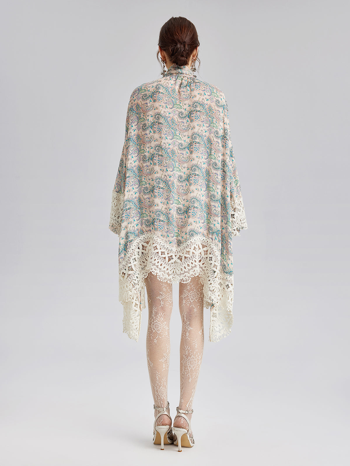 Final Sale | Linen Paisley Print Lace Dress