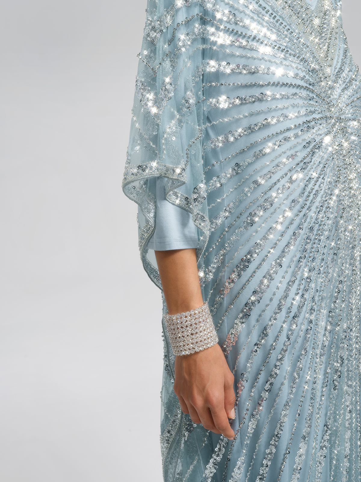 V-Neck Hand-Beaded Relaxed Dress (Inner Dress Included)