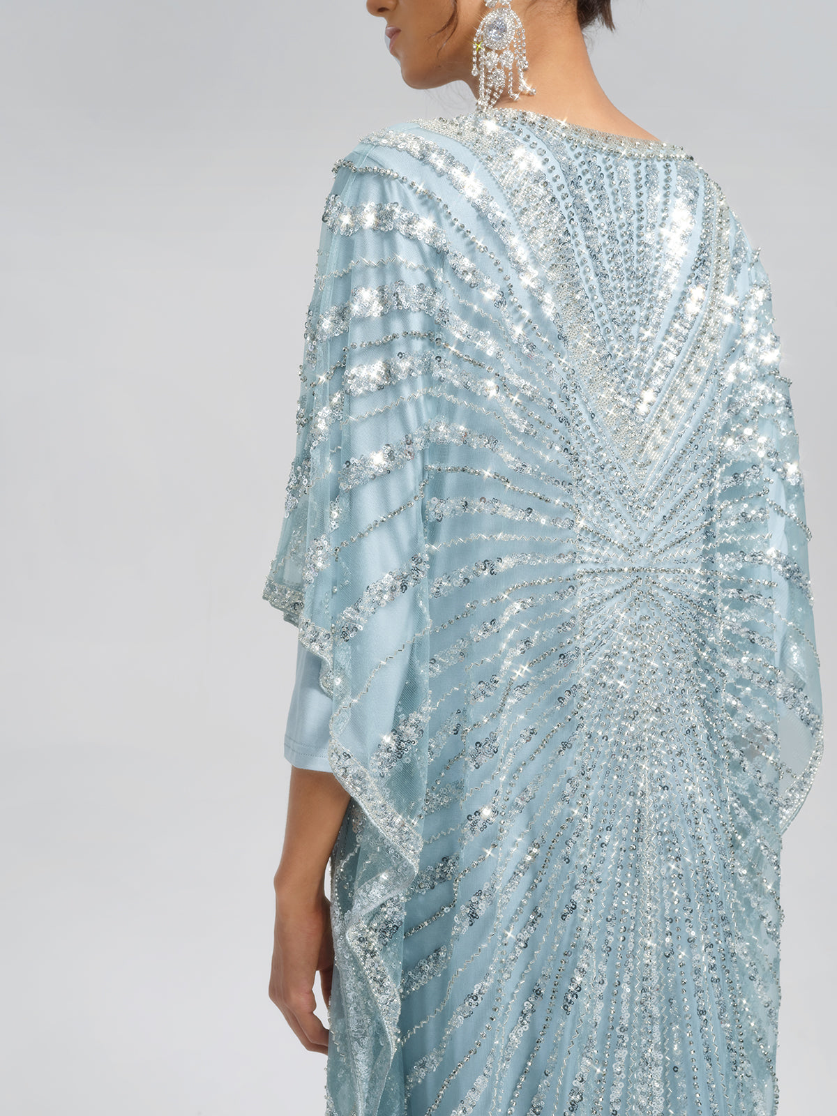 V-Neck Hand-Beaded Relaxed Dress (Inner Dress Included)