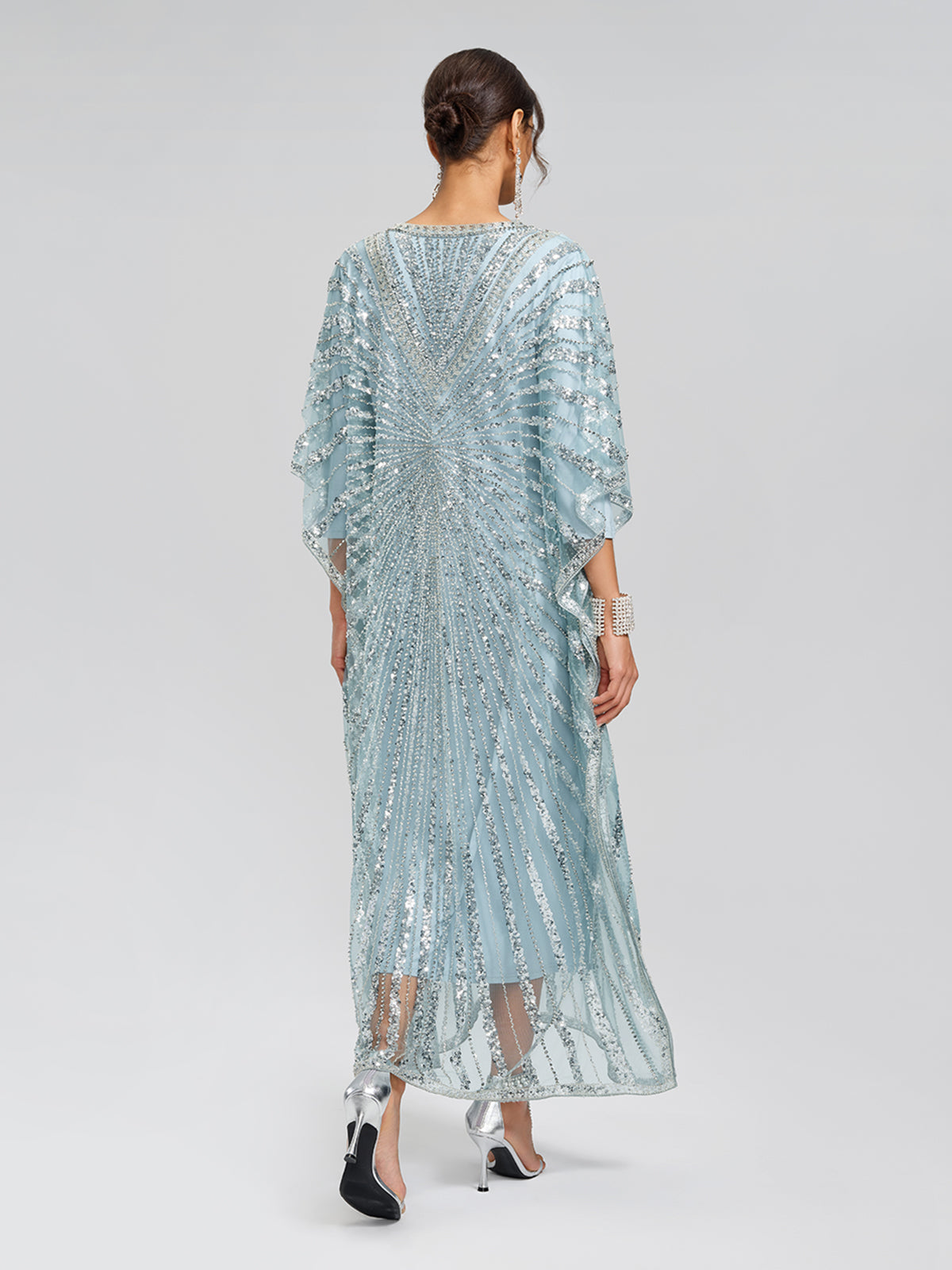 V-Neck Hand-Beaded Relaxed Dress (Inner Dress Included)