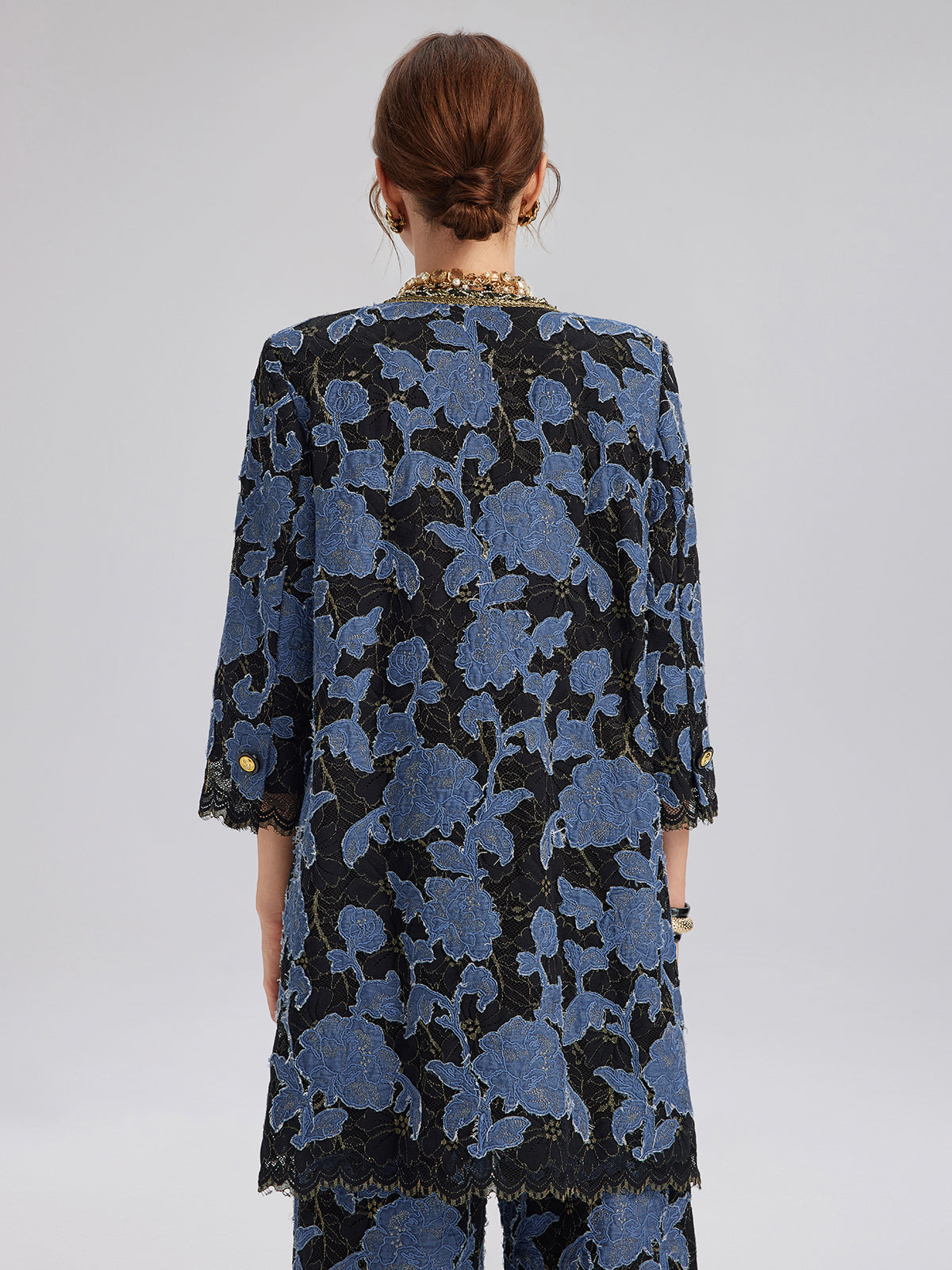 Hand-Sewn Ribbon Jacquard Lace Jacket