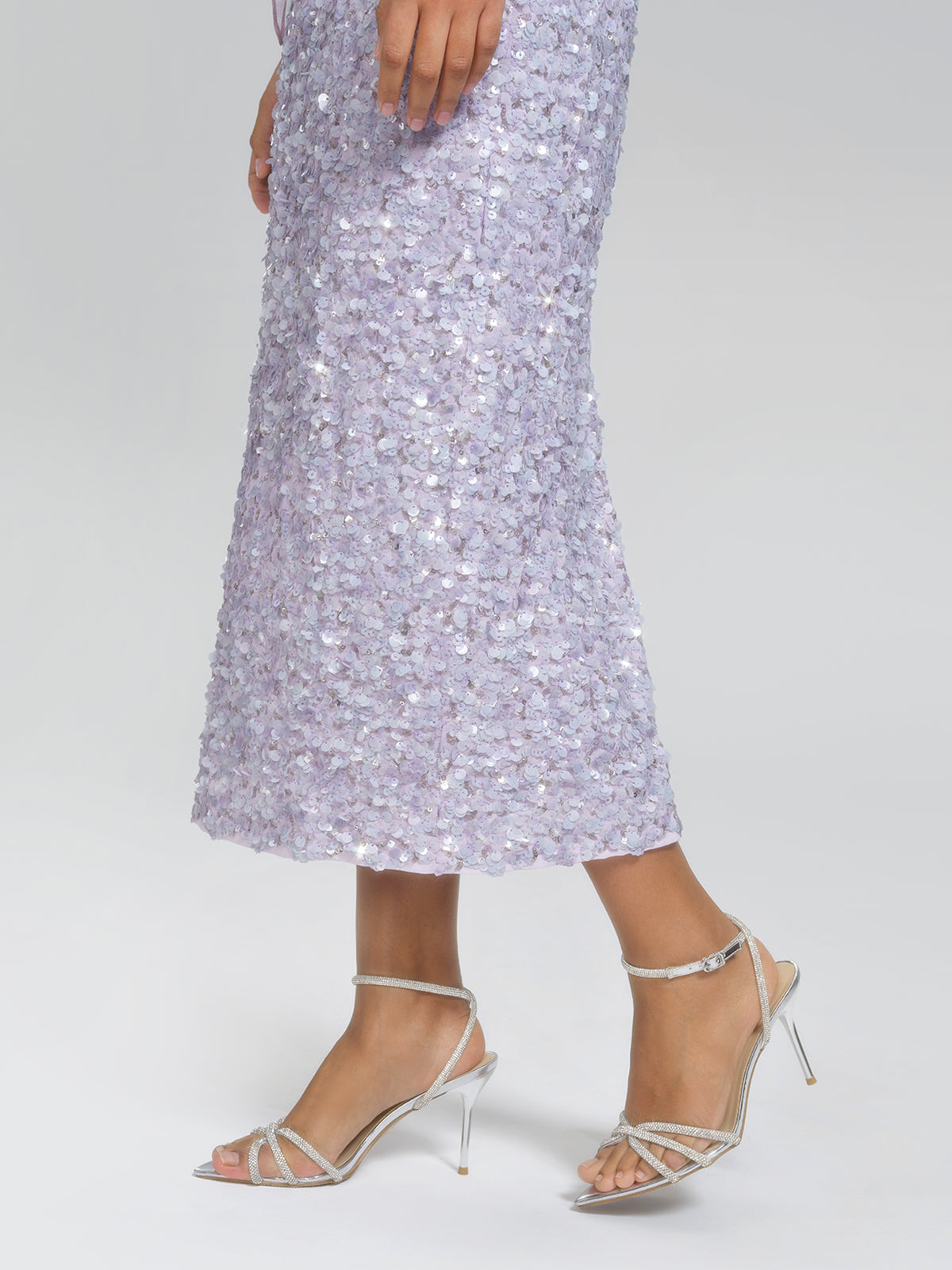Lavender Sequin Straight-Cut Skirt